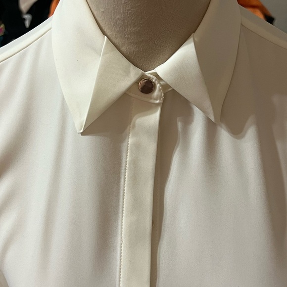 Chico's Cream and Black Bishop Sleeve Blouse - Picture 2 of 6